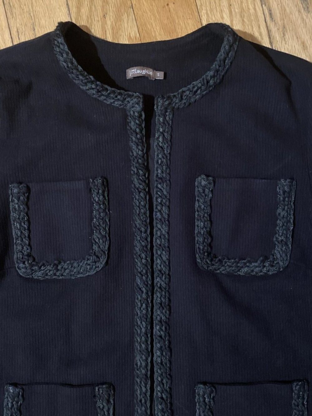 J. Mclaughlin Fanning Jacket Blazer Braided Trim Black S Small Business Office